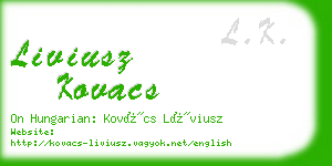 liviusz kovacs business card